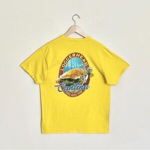 Loggerhead Cantina Sea Turtle Graphic Yellow T Shirt Adult size Medium